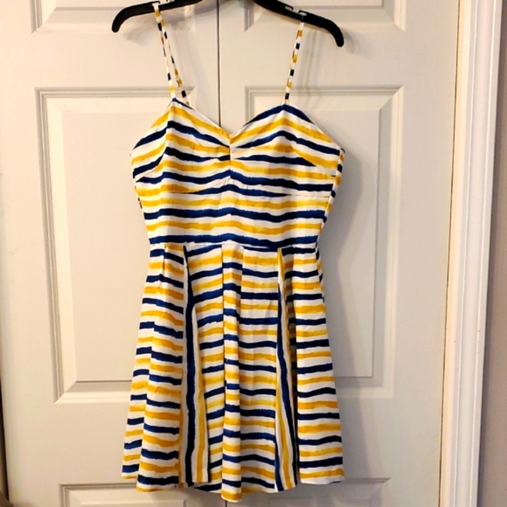 Striped Yellow and Blue Midi Dress